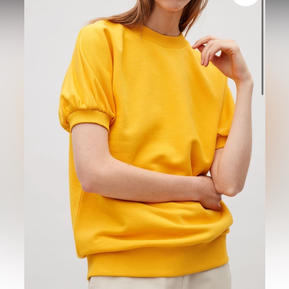 COS yellow short sleeve crew neck sweatshirt